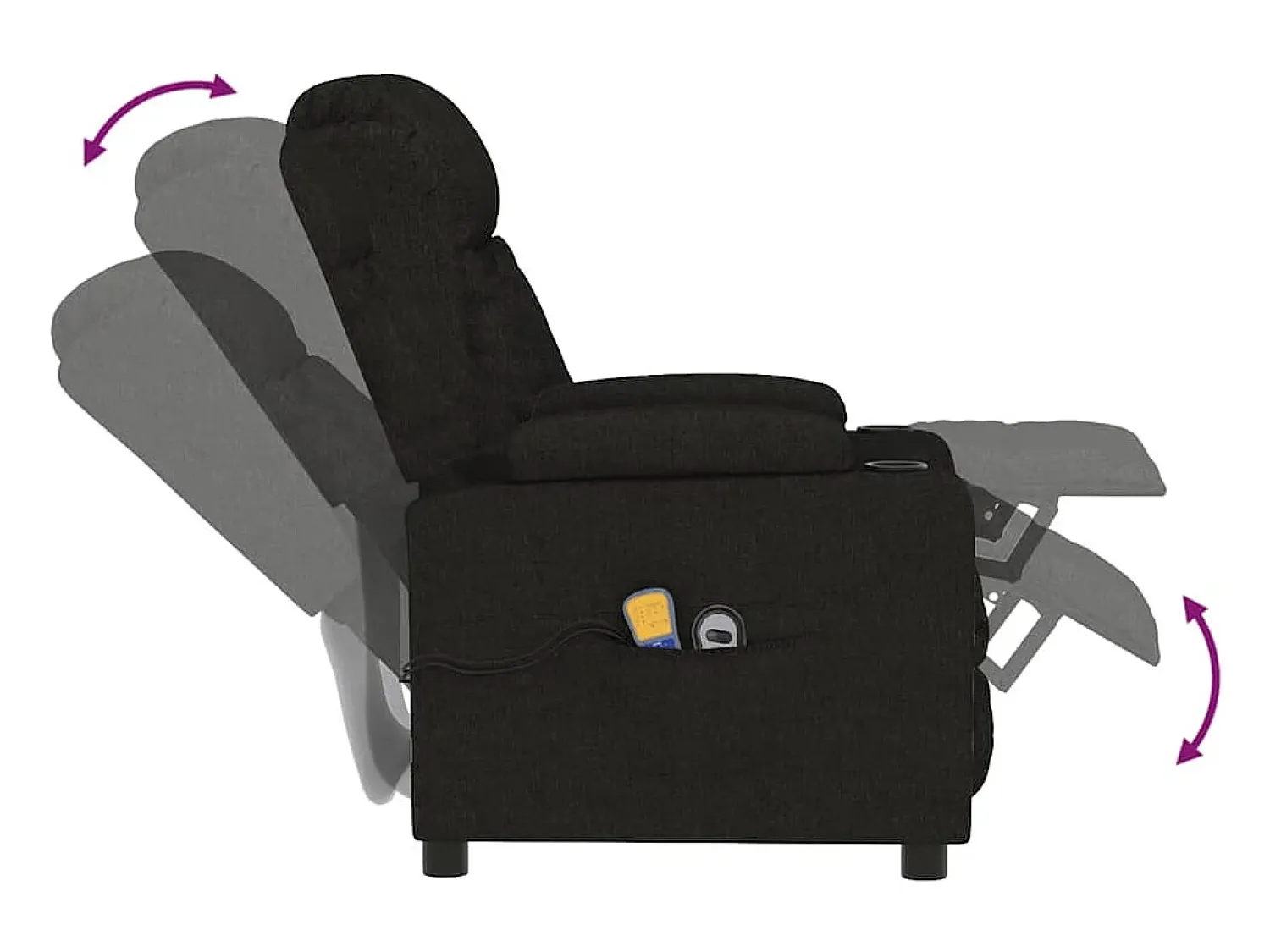 vidaxl Poltrona de massagens elétrica tecido^ Poltrona
