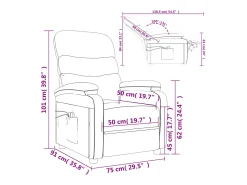 vidaxl Poltrona de massagens elétrica tecido^ Poltrona