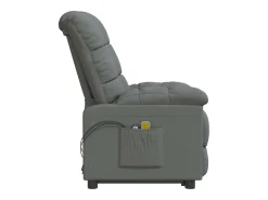 vidaxl Poltrona de massagens elétrica tecido cinza-escuro^ Poltrona