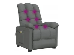 vidaxl Poltrona de massagens elétrica tecido cinza-escuro^ Poltrona