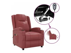 Poltrona|vidaxl Poltrona de massagens elétrica couro artificial tinto Vermelho