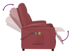 Poltrona|vidaxl Poltrona de massagens elétrica couro artificial tinto Vermelho
