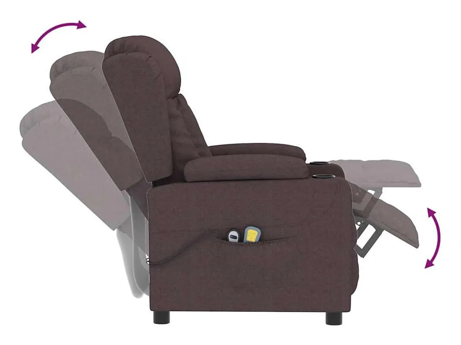Poltrona*vidaxl Poltrona de massagens elétrica tecido -escuro Castanho