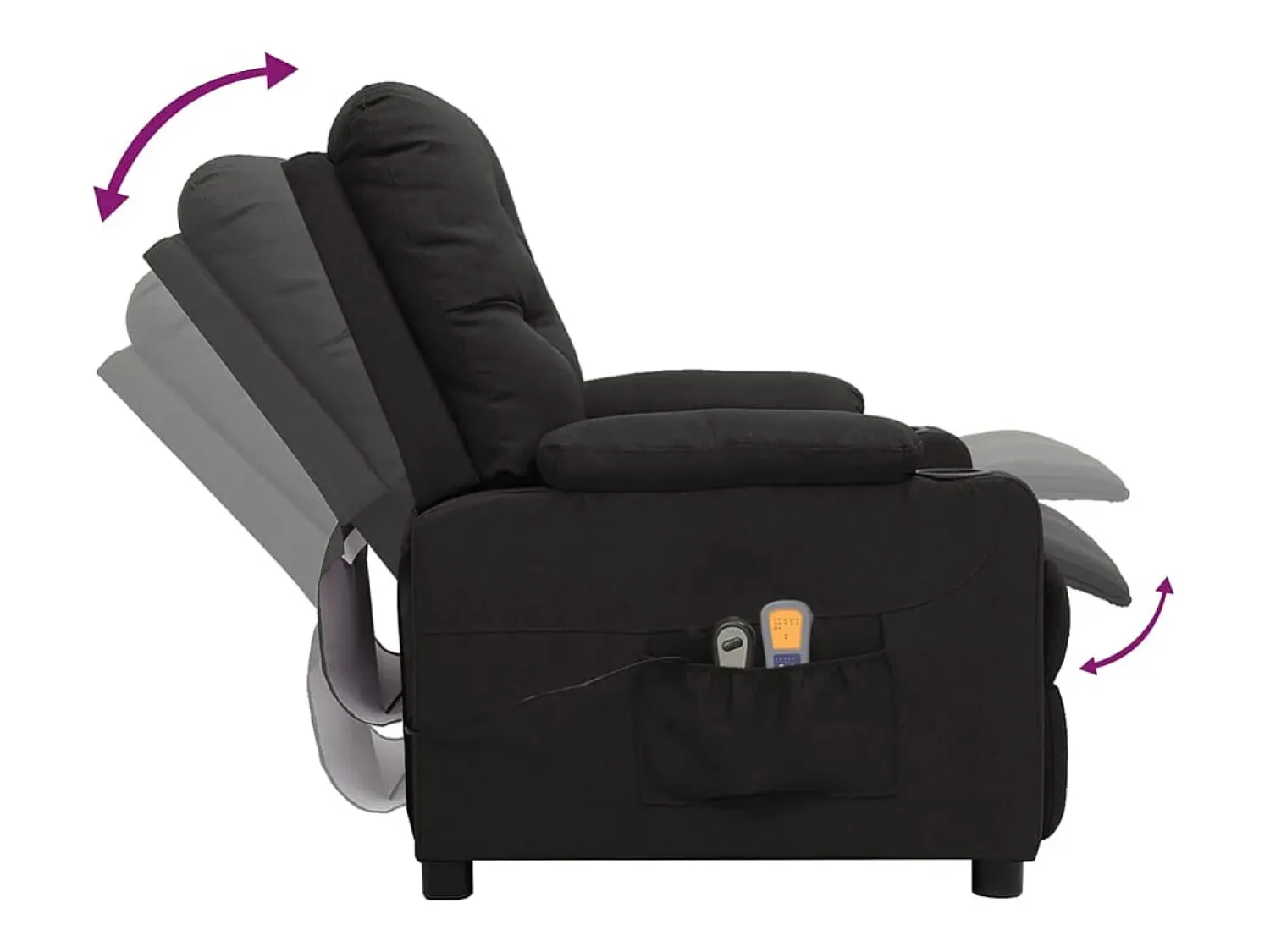 Poltrona*vidaxl Poltrona de massagens elétrica tecido Preto