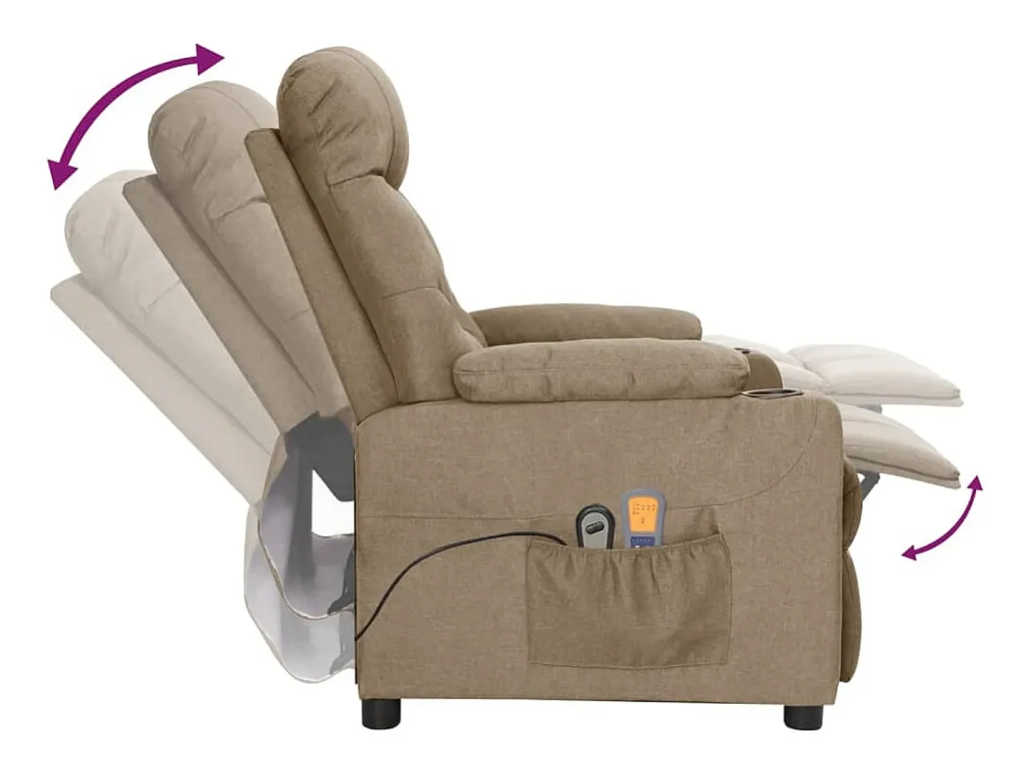vidaxl Poltrona de massagens elétrica reclinável tecido cinza-acast.^ Poltrona