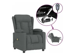 Outlet vidaxl Poltrona de massagens elétrica tecido cinza-escuro Cinzento