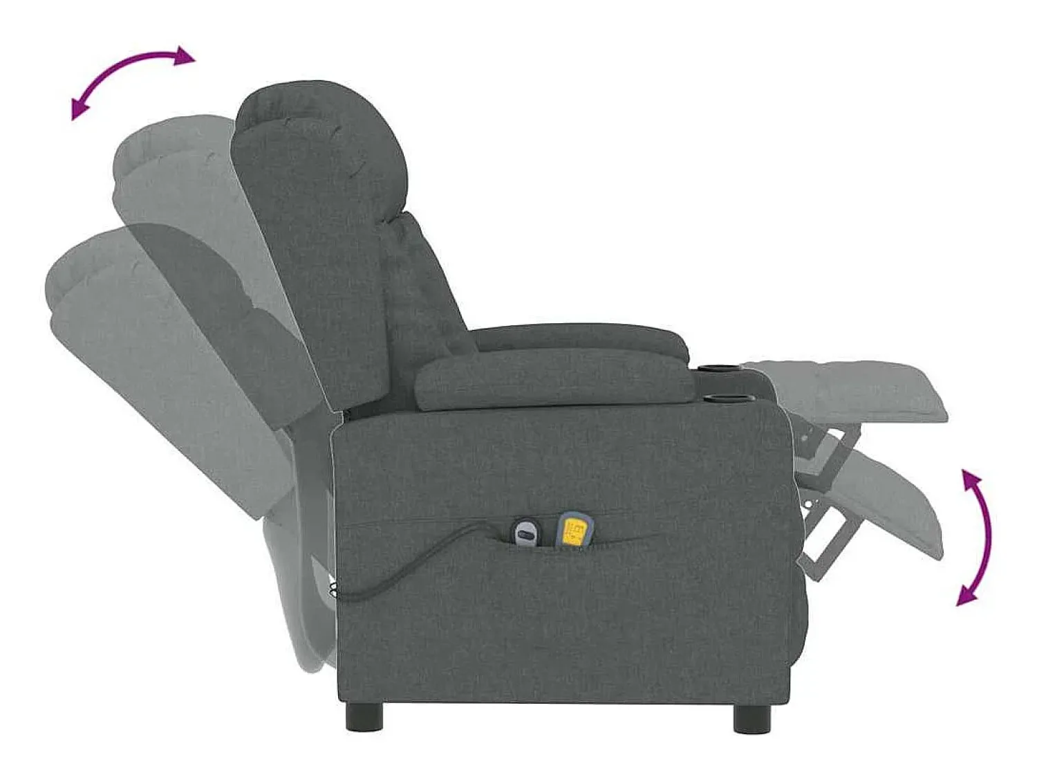 Outlet vidaxl Poltrona de massagens elétrica tecido cinza-escuro Cinzento