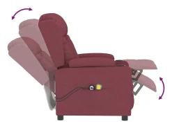 Poltrona*vidaxl Poltrona de massagens elétrica reclinável tecido tinto Vermelho