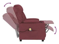 vidaxl Poltrona de massagens elétrica reclinável tecido tinto^ Poltrona