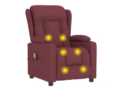 vidaxl Poltrona de massagens elétrica reclinável tecido tinto^ Poltrona