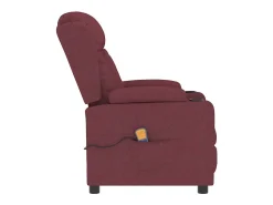 vidaxl Poltrona de massagens elétrica reclinável tecido tinto^ Poltrona