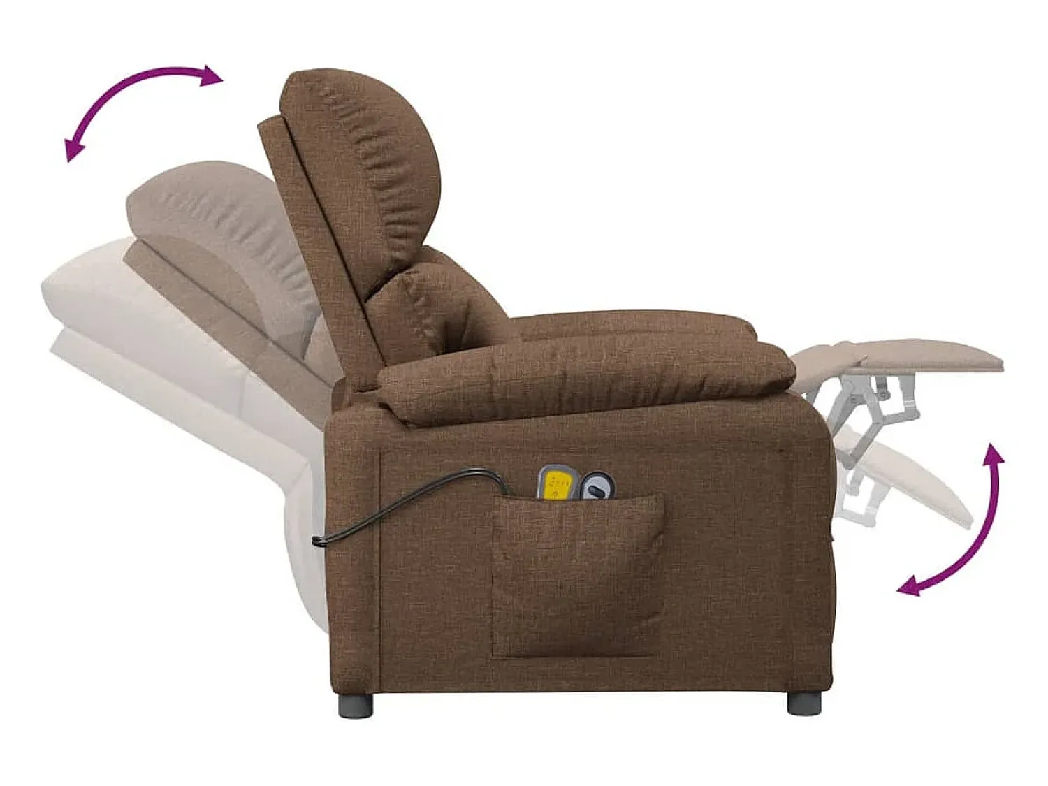Poltrona|vidaxl Poltrona de massagens elétrica reclinável tecido Castanho