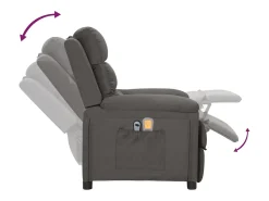 vidaxl Poltrona de massagens elétrica tecido cinza-escuro^ Poltrona