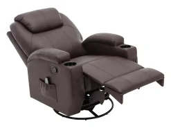 Best Vente-unique Poltrona de massagens pele sintética , toques e vibrações - SILVANO Castanho