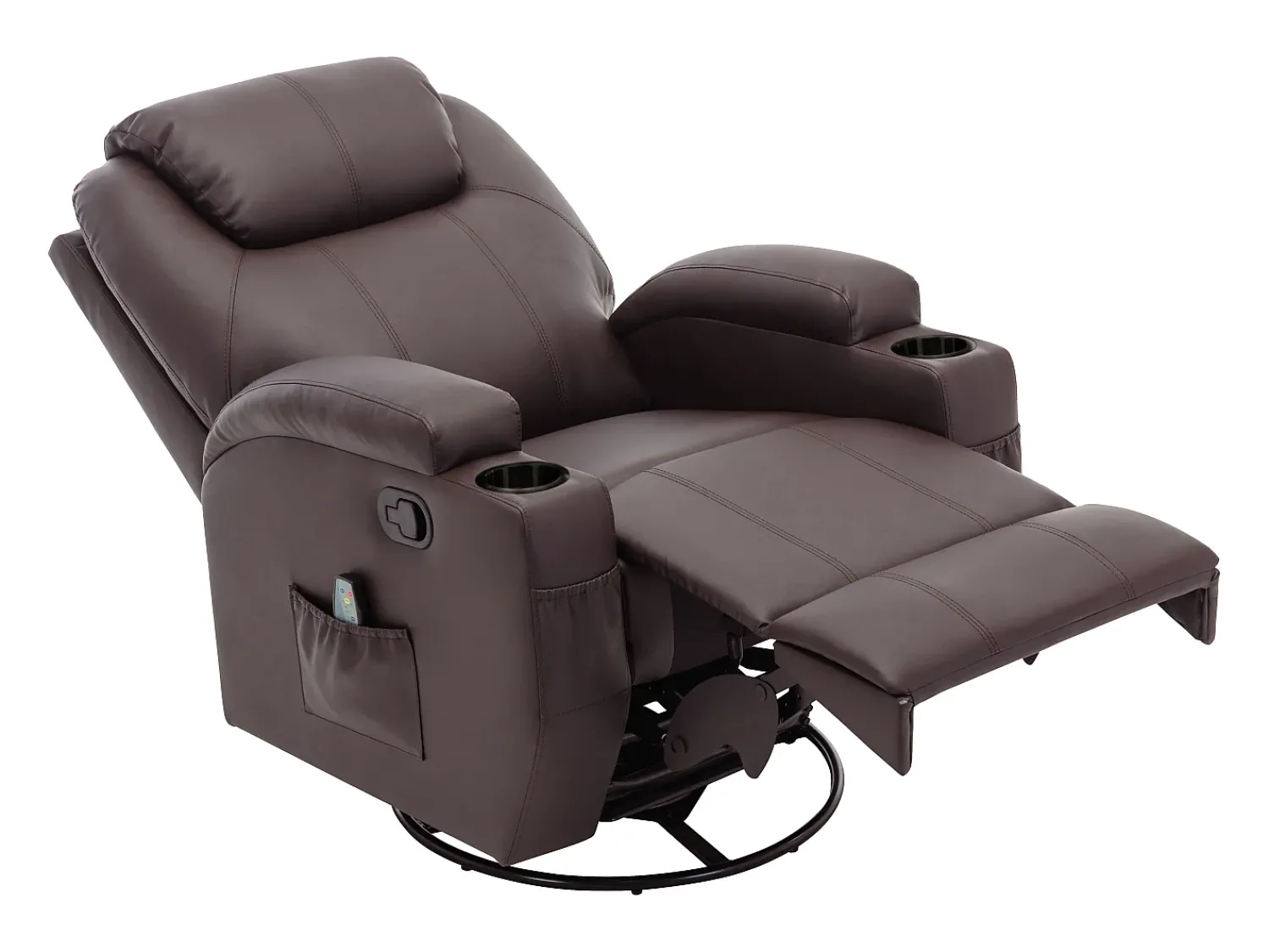 Best Vente-unique Poltrona de massagens pele sintética , toques e vibrações - SILVANO Castanho