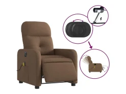 New Poltrona de massagens reclinável elétrica tecido SHL975861 Castanho