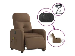 New Poltrona de massagens reclinável elétrica tecido SHL975861 Castanho