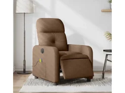 New Poltrona de massagens reclinável elétrica tecido SHL975861 Castanho