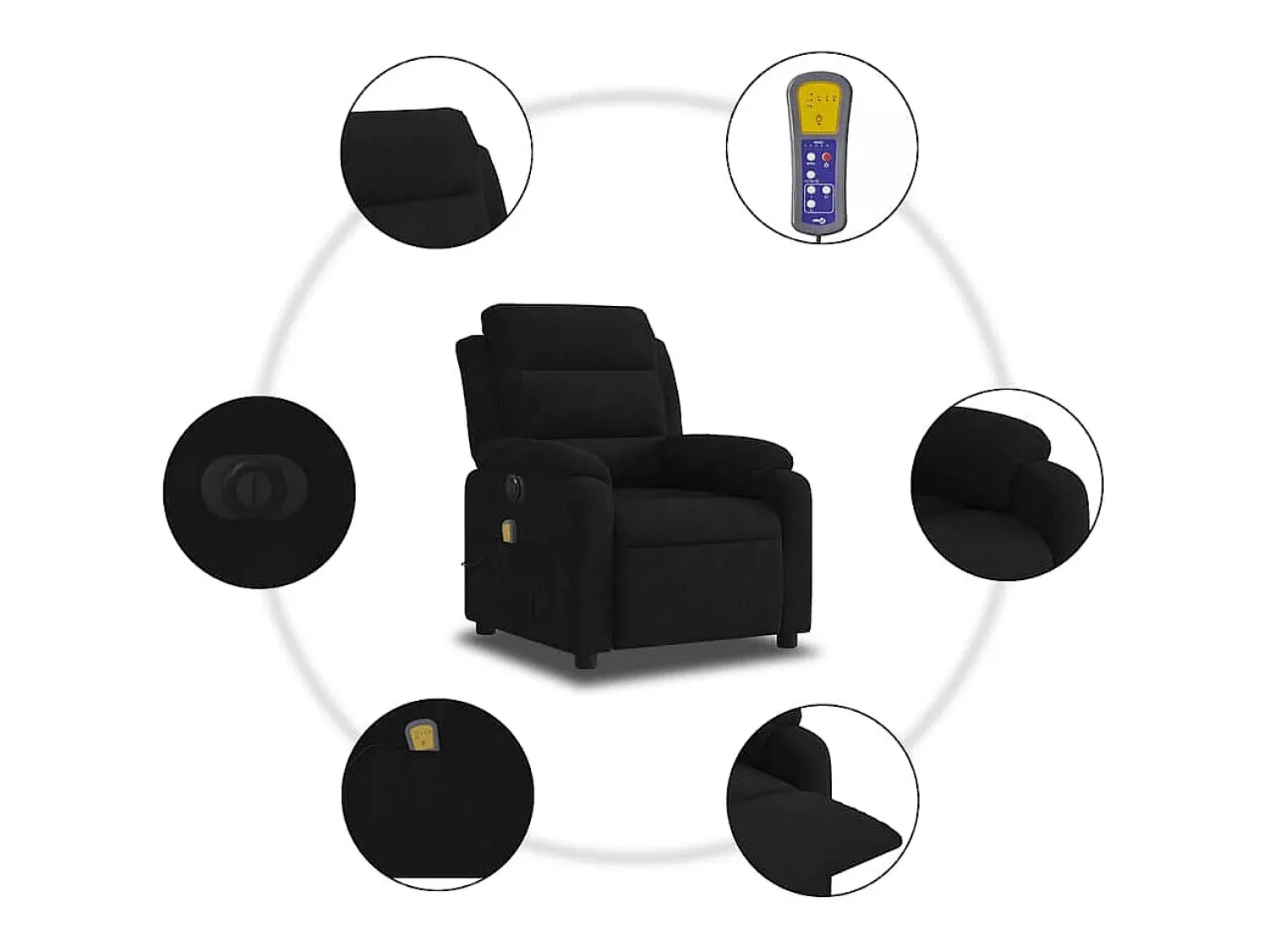 Poltrona| Poltrona de massagens reclinável elétrica veludo SHL556624 Preto