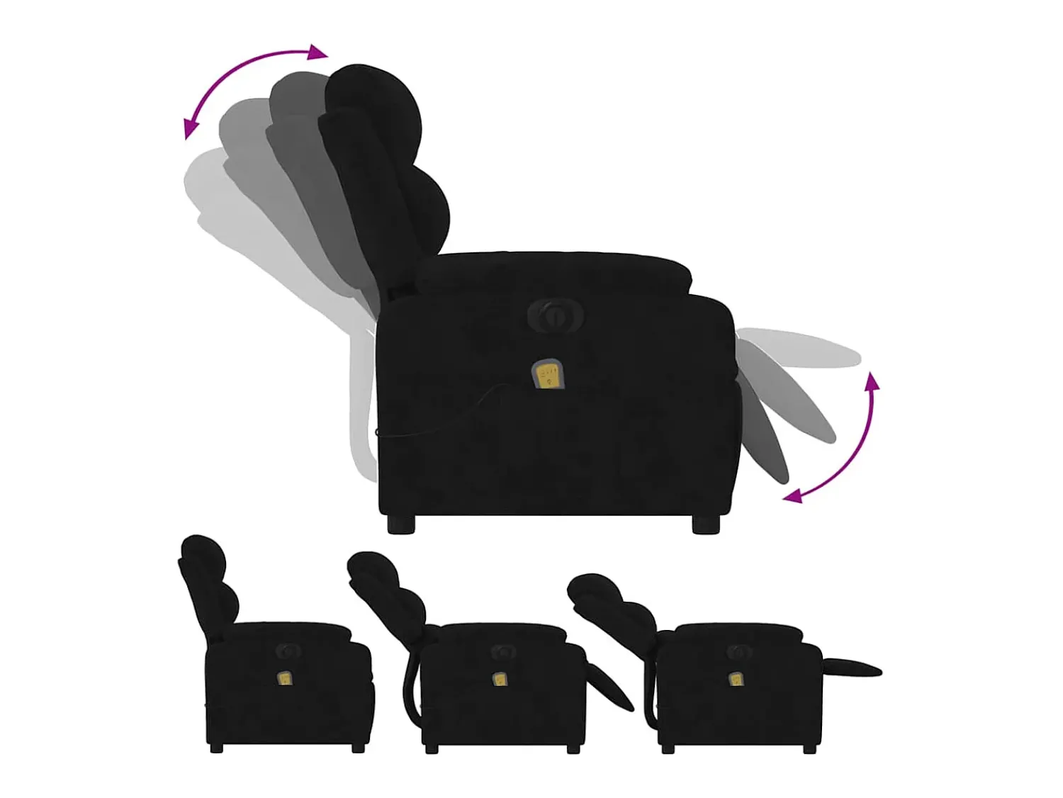 Poltrona| Poltrona de massagens reclinável elétrica veludo SHL556624 Preto