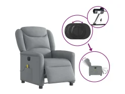 Poltrona de massagens reclinável elétrica tecido -claro SHL94656^ Poltrona