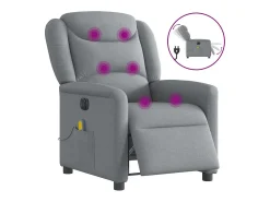 Poltrona de massagens reclinável elétrica tecido -claro SHL94656^ Poltrona
