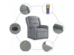 Poltrona de massagens reclinável elétrica tecido -claro SHL94656^ Poltrona