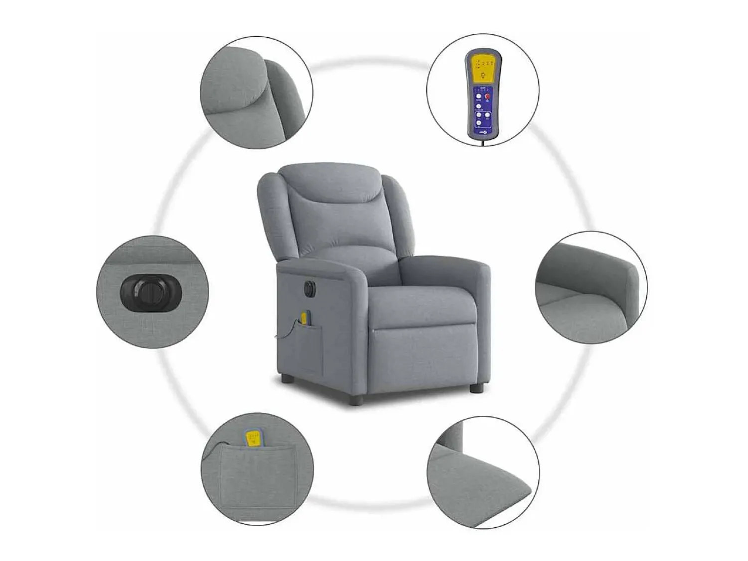 Poltrona de massagens reclinável elétrica tecido -claro SHL94656^ Poltrona
