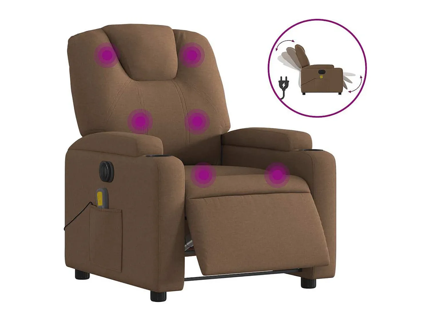 Online vidaxl Poltrona de massagens reclinável elétrica tecido Castanho