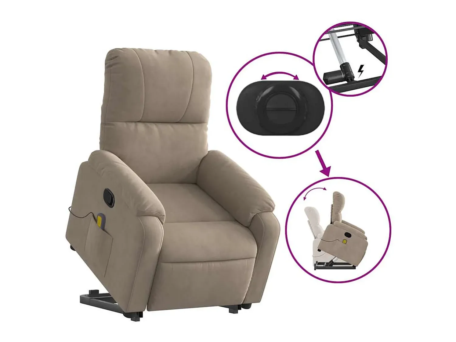 Hot Poltrona de massagens reclinável microfibra cinza-acastanhado SHL497614 Taupe
