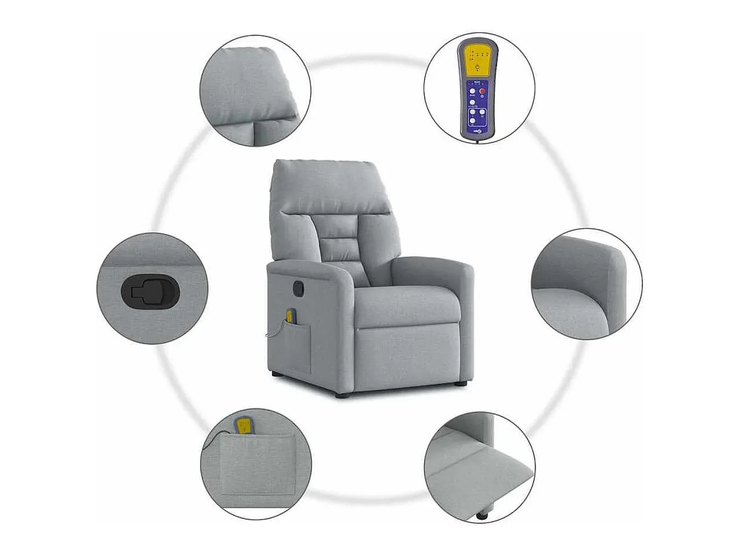 New Poltrona de massagens reclinável tecido -claro SHL124572 Cinzento
