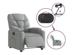 Poltrona de massagens reclinável elétrica tecido -claro SHL385887^ Poltrona