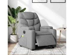 Poltrona de massagens reclinável elétrica tecido -claro SHL385887^ Poltrona