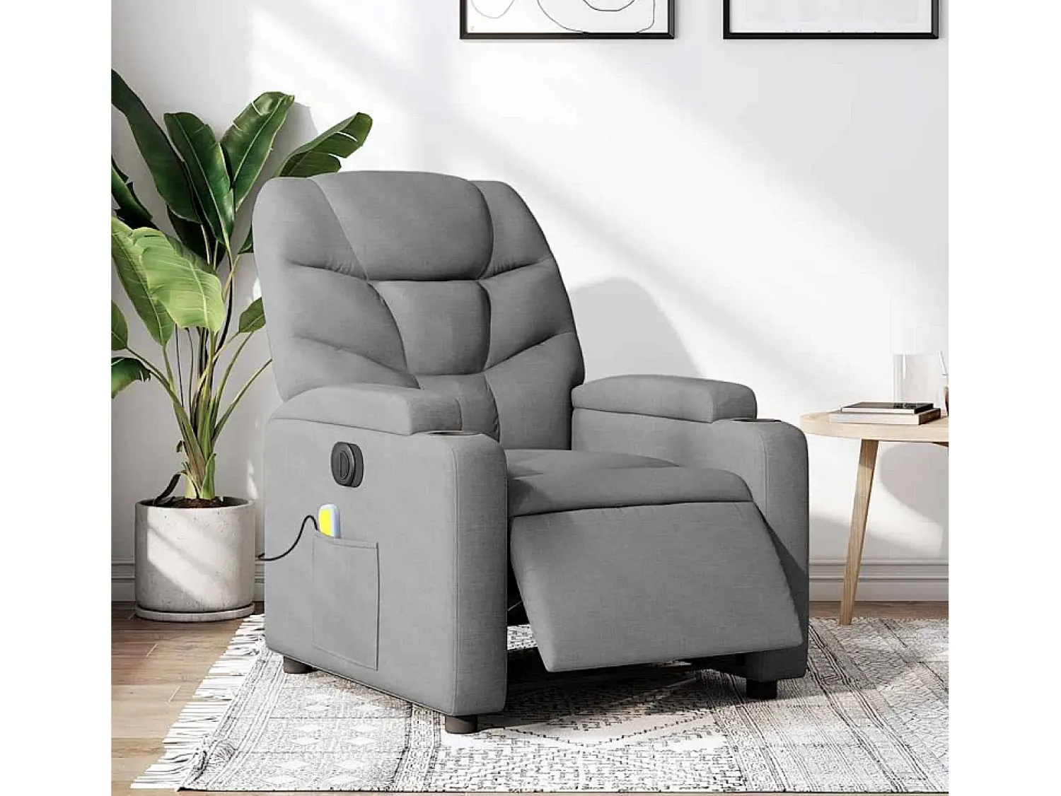 Poltrona de massagens reclinável elétrica tecido -claro SHL385887^ Poltrona