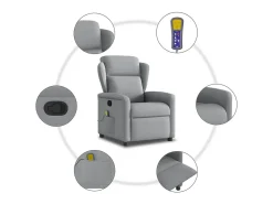 Poltrona| Poltrona de massagens reclinável tecido -claro SHL673104 Cinzento