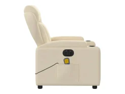 Hot Poltrona de massagens reclinável elétrica tecido SHL337139 Creme