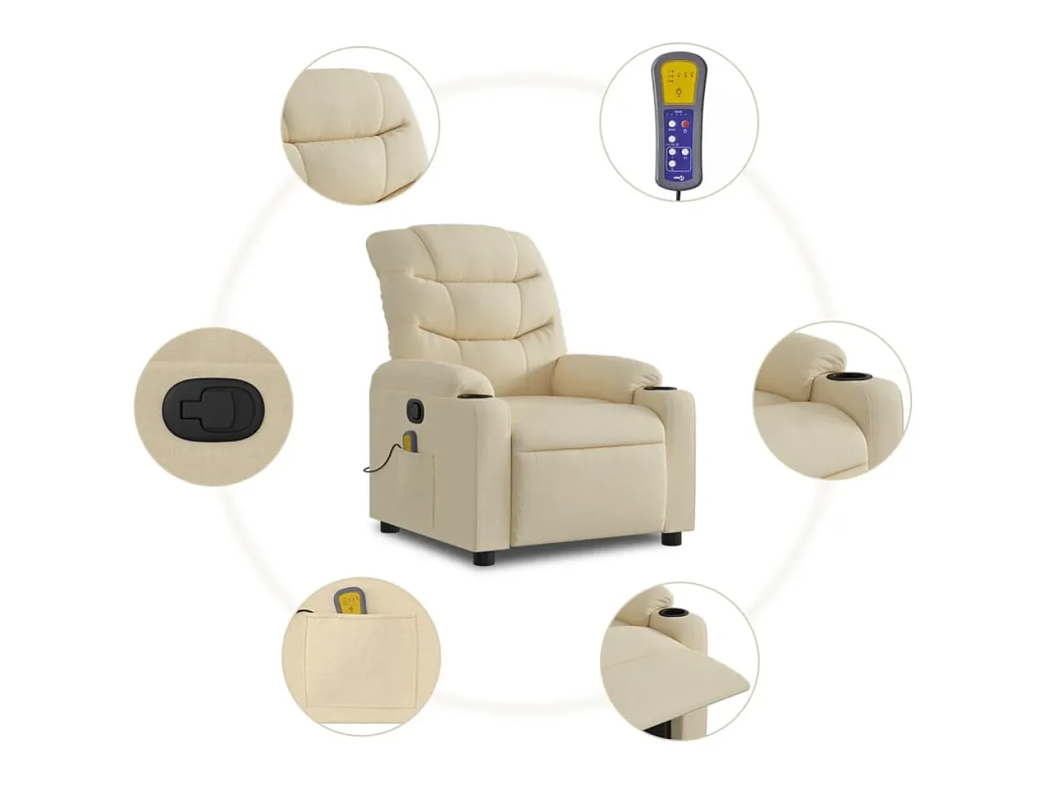 Poltrona* Poltrona de massagens reclinável tecido cor SHL132587 Creme