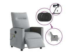 Poltrona| Poltrona de massagens reclinável elétrica tecido -claro SHL9172 Cinzento