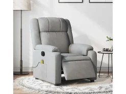 Poltrona de massagens reclinável elétrica tecido -claro SHL549984^ Poltrona