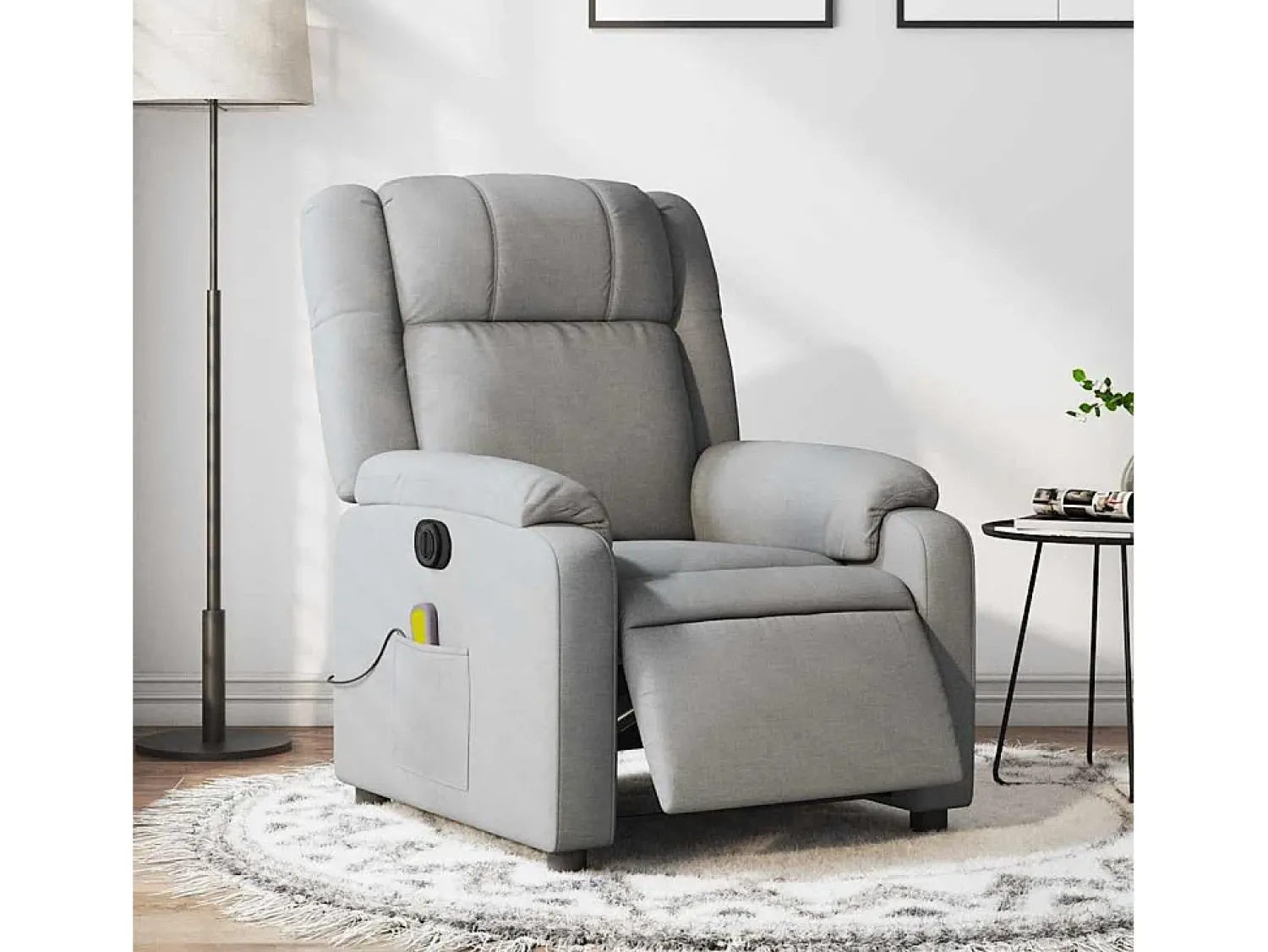 Poltrona de massagens reclinável elétrica tecido -claro SHL549984^ Poltrona