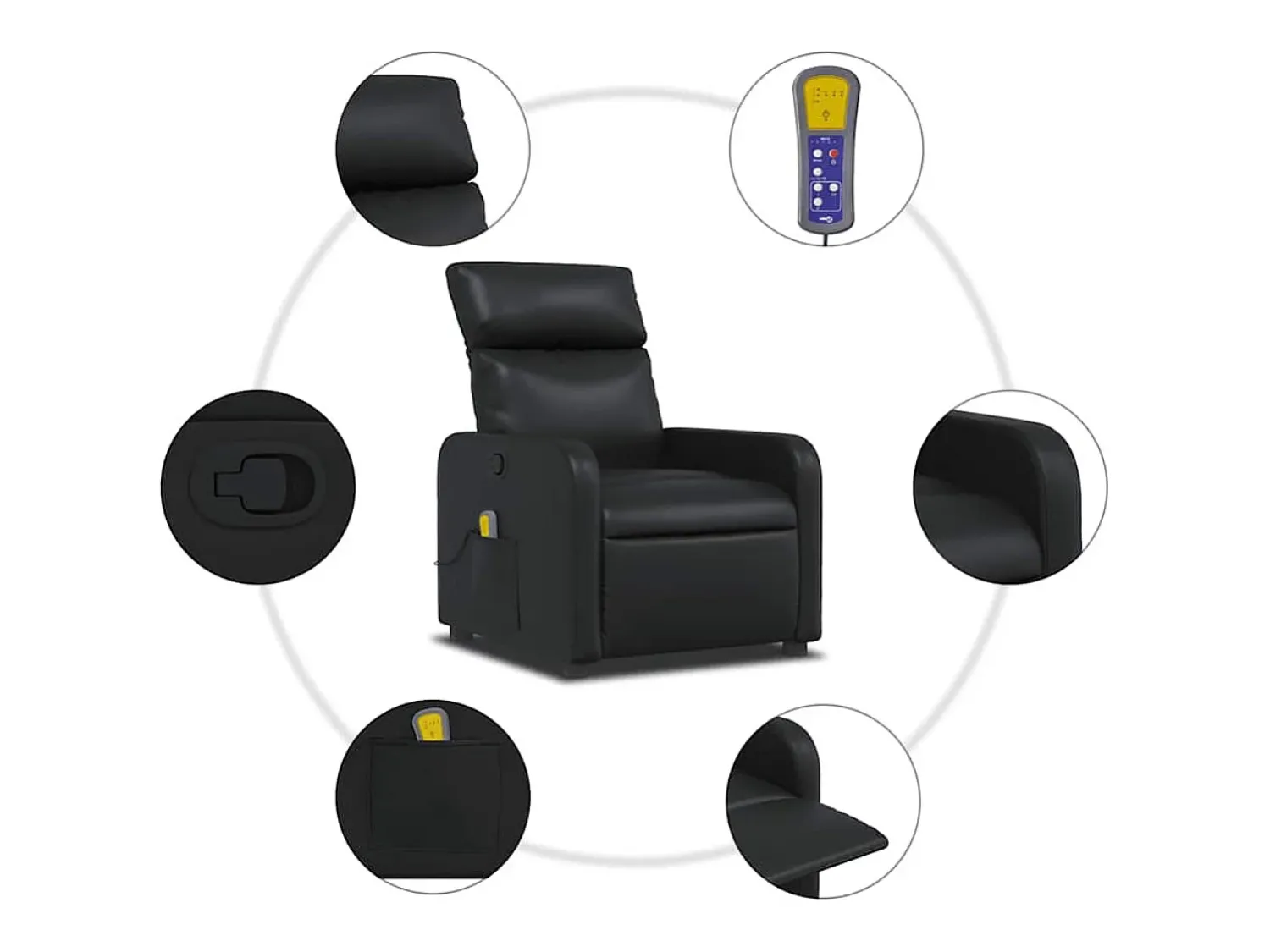Poltrona* Poltrona de massagens reclinável couro artificial SHL477853 Preto