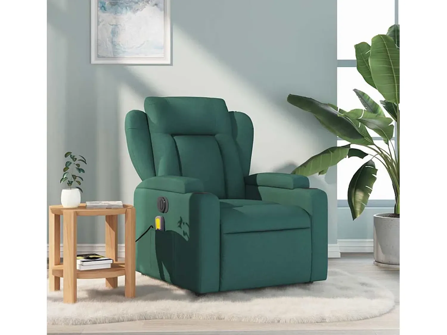 Poltrona de massagens reclinável tecido verde-escuro SHL852997^ Poltrona