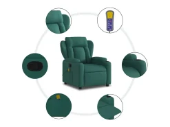 Poltrona de massagens reclinável tecido verde-escuro SHL852997^ Poltrona