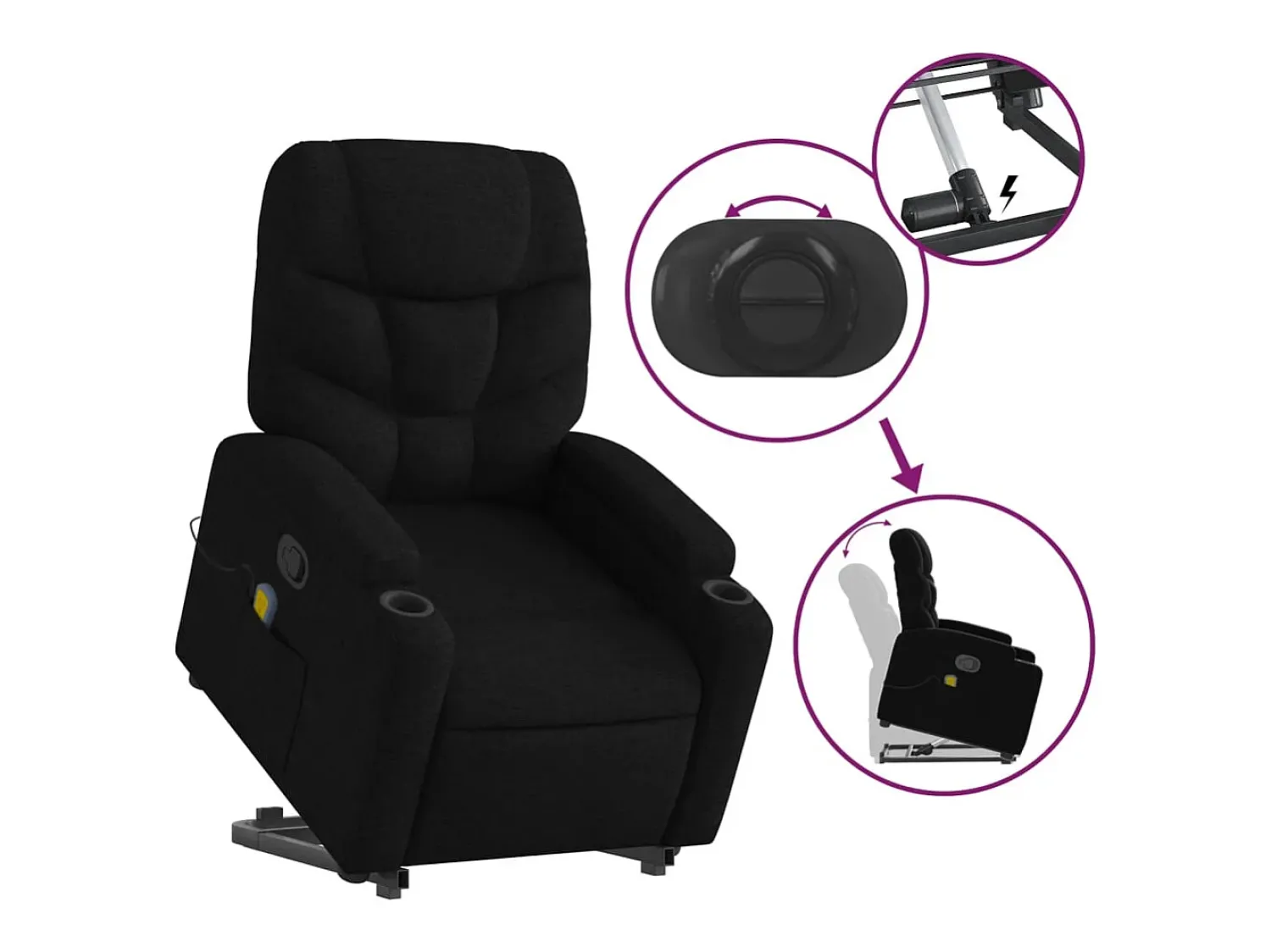 Poltrona| Poltrona de massagens reclinável elevatória tecido SHL573136 Preto