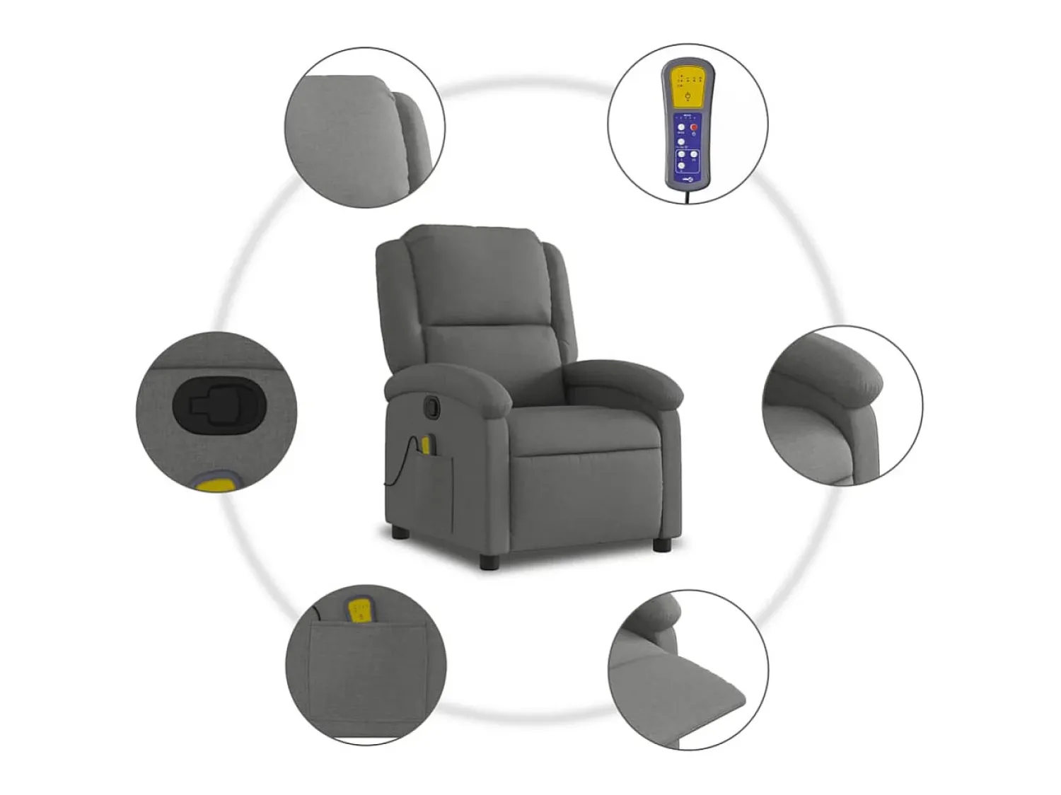 Hot Poltrona de massagens reclinável tecido cinzento-escuro SHL344367 Cinza antracite