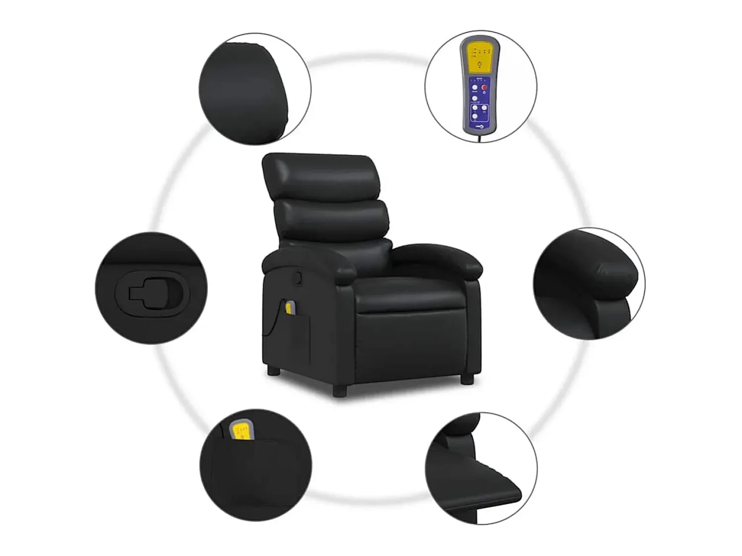 Poltrona* Poltrona de massagens reclinável couro artificial SHL489240 Preto