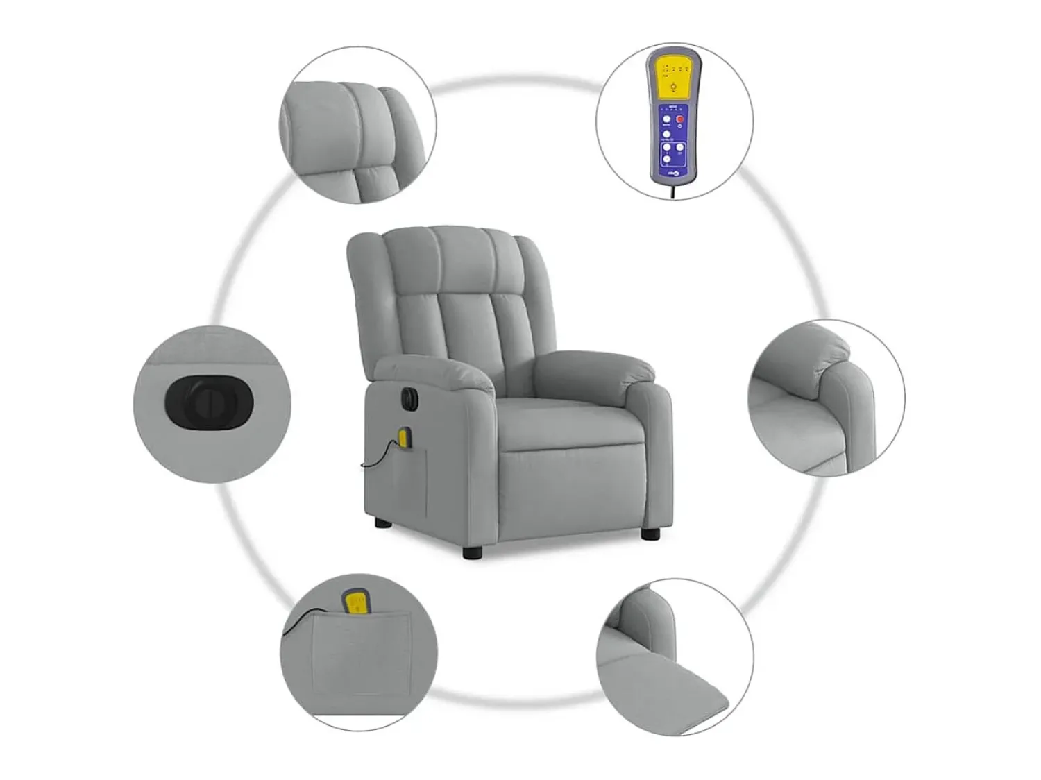 Best Poltrona de massagens reclinável elétrica tecido -claro SHL240645 Cinzento