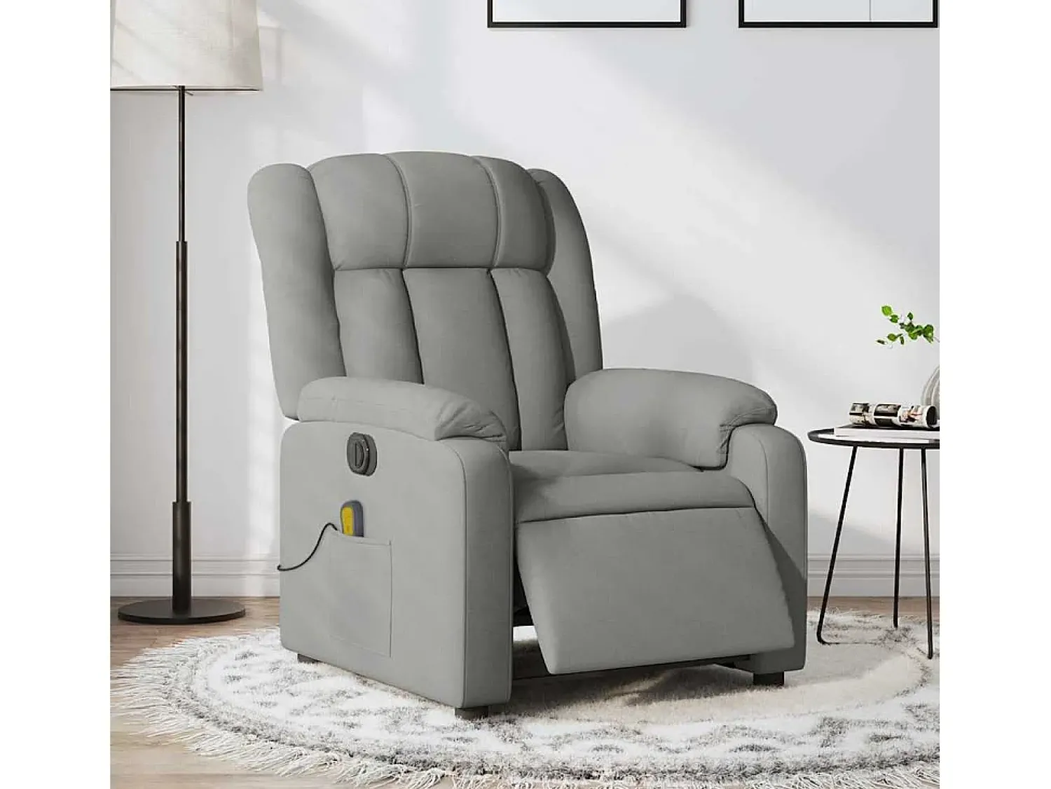 Best Poltrona de massagens reclinável elétrica tecido -claro SHL240645 Cinzento