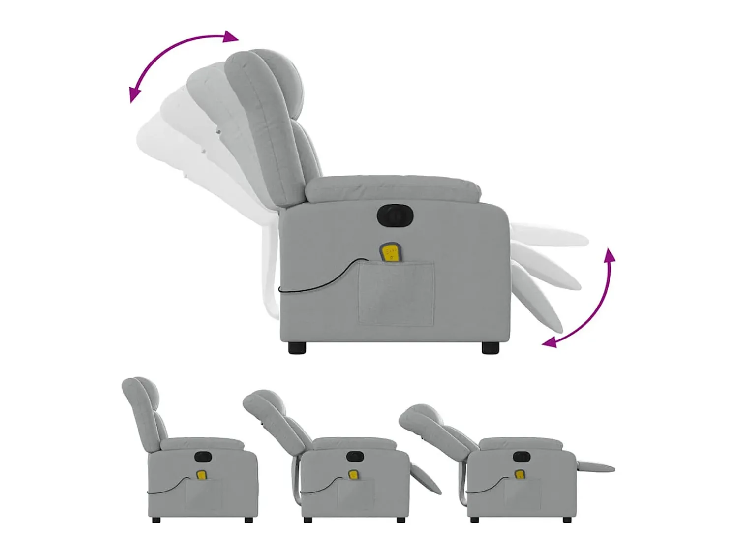 Best Poltrona de massagens reclinável elétrica tecido -claro SHL240645 Cinzento