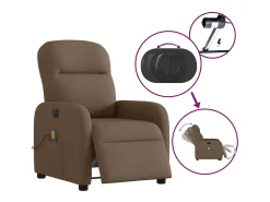 Best Poltrona de massagens reclinável elétrica tecido SHL942232 Castanho